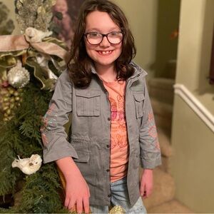 Girls Grey Military Style Jacket